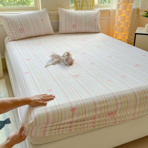 Dansunreve Colorful Fitted Bedsheet Breathable Elastic Bow/Rabbit Printed Bed Sheet Full Wrap Fittedsheet Single/Super Single/Queen/King