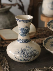 Yangfang French Chinese Style Blue and White Porcelain Vase Ceramic Chinese Style European American Style Fruit Plate Tissue Box Key Storage