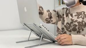 New Laptop Stand Aluminium Laptop Holder Notebook Tablet Stand Foldable Portable Desktop Stand Computer Cooling Rack Height Adjustable