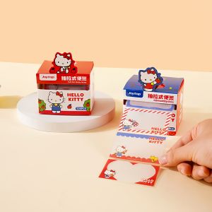 Genuine Sanrio Hello Kitty Pull Out Sticky Note Box KT Cat Convenience Book Stationery Office Supplies Gift for Girls Toys