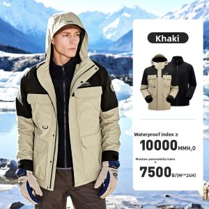 Jeep | Jeep Mens Outdoor Fleece Lined Windproof Waterproof Detachable Jacket Three-in-One Mountain Climbing Suit Autumn Winter