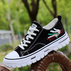 Mens Canvas Shoes Breathable Flat Bottom Sports Sneakers Thin Design Anti-Odor Trendy Black Cloth Low Cut Rubber Soled