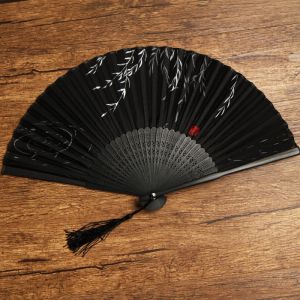 Fan Folding Fan Chinese Ancient Style Womens Chinese Style New Chinese Style Han Dynasty Props Portable Mini Black 6 Horse-Face Skirt Fan
