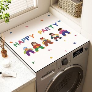 VIKAMA Máy Giặt Hình Động Vật Hoạt Hình Top Mat Chống Thấm Nước Chống Bụi Máy Sấy Quần Áo Tủ Pad Dễ Thương Graffiti Hello In Hình Chống Trơn Trượt Polyester Hiện Đại
