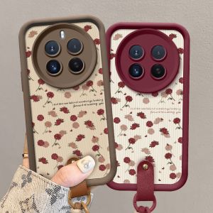 Phone Case Realme 12X 11X Realme 12 Pro + Plus Realme 11 5G Fashion Beautiful Rose Leather Pattern Soft Casing with Lanyard Lens Protection Shockproof Silicone Back Cover 2025