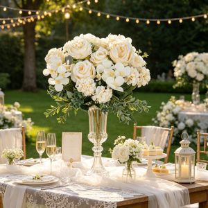 Artificial Silk Rose Peony Hydrangea Flowers Bridal Bouquets Home Room Table Vase Accessories Outdoor Yard Party DIY Decor Gifts