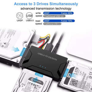 USB 3.0 to SATA IDE 3-in-1 Cable Adapter External SSD/HDD Converter Support 2.5/3.5 Inch Hard Drive for PC/Macbook