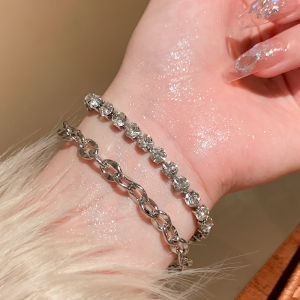 Vòng Tay Pha Lê Lấp Lánh Hai Lớp Cho Nữ Vòng Tay Bạc Sang Trọng Cho Bạn Thân Vòng Tay Thời Trang Mới Vòng Tay Bằng Thép Titan