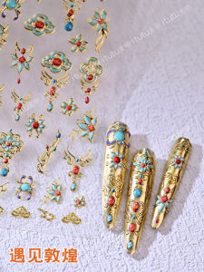 ใหม่หรูหราสไตล์ศาลเล็บสติกเกอร์ตกแต่งอัญมณีดีไซน์ เรียบหรู รูปแบบขนาดเล็กสําหรับป้องกันเล็บ