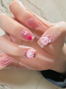 Original Toasty Pig Short Staircase Wearable Nail Art 10 Pieces Handmade Detachable Cute Student Friendly Nail Tips by My Cocoa