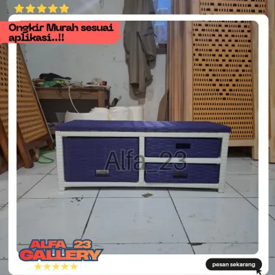 (Ready Stok) Meja tv rotan minimalis modern lemari laci 3 mini harga pengrajin