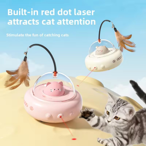 Smart Teaser Cat Toy Electric UFO Cat Teaser Stick With Bell Training Pet Toys Replaceable Feather Interactive Cat Supplies