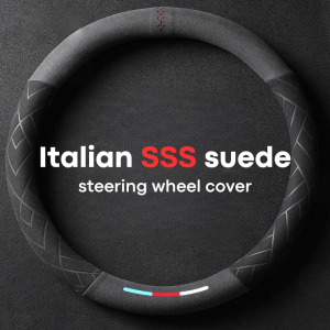 Car Steering Wheel Covers Cowhide Suede Steering Wheel Cover Wrap Universal 37-38cm Breathable Steering Covers Car Accessories
