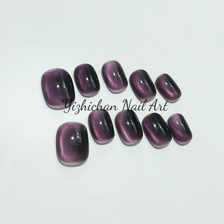 Nghệ Thuật Làm Móng Tay Thủ Công Màu Tím Tối Giản Thời Trang Mùa Thu ...
