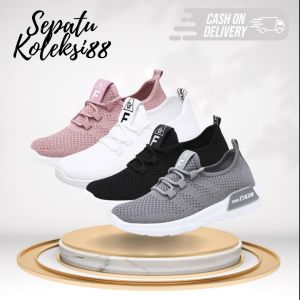 Sepatu Sneakers Kanvas Wanita Kasual Sport Shoes Warna Hitam Abu Pink Putih Sepatukoleksi H5