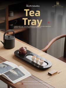 JIXIANSHENG | Small New 2026 Black Goldstone Tea Tray