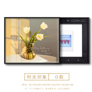 ภาพตกแต่งกล่องไฟฟ้าแบบเรียบง่ายสำหรับร้านอาหาร ป้องกันการมองเห็นกล่องไฟฟ้าแรงสูงและแรงต่ำ ไม่ต้องเจาะรู ภาพวาดพื้นผิวแบน