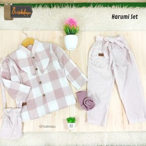 Setelan Anak Perempuan Orisabilaqu Oneset Harumi 4in1 Free Pashmina Kantong Kecil Set Mahnur Free Hijab Instant