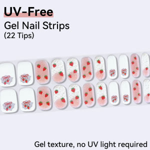 High-gloss UV Free Gel Nail Strips-22 Tips DIY Gel Polish Stickers HEMA-Free & TPO-Free Waterproof Nail Decal - No-Lamp Required