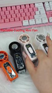 Quạt Làm Mát Siêu Nhỏ Có Thể Sạc Lại Siêu Yên Tĩnh Cảm Ứng Lạnh Như Băng Có Màn Hình Kỹ Thuật Số Và Gương Quạt Cầm Tay Di Động