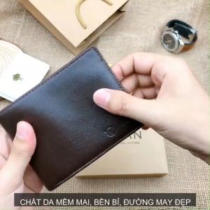 Ví nam da bò thật Nappa cao cấp LIDAN bóp dáng ngang có hộp vintage kèm thiệp đẹp làm quà tặng LD3