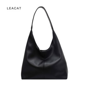 Leacat กระเป๋าสะพายไหล่ใต้วงแขนสำหรับผู้หญิง หนัง PU นุ่ม ความจุขนาดใหญ่ กระเป๋าถือทรงเฉียงคุณภาพสูง