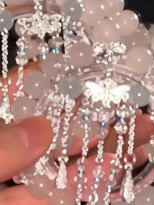 Elegant Long Tassel Butterfly Glass Bracelet Luxury Minimalist Cool Sensation Fashionable Jewelry Accessory for Both Men And Women