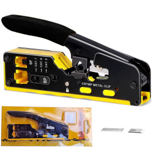 RJ45 Pass Through Crimp Tool RJ45 Cat5 Cat6 Cat7 Crimping Tool RJ11 Crimping Tool Ethernet Network Cable Crimper Stripper
