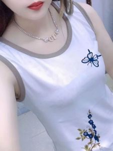 Two-Piece Set 100% Fashionable New Happy Vest Camisole Womens Base Shirt High-End Silm Wide Shoulder Sleeveless Tops