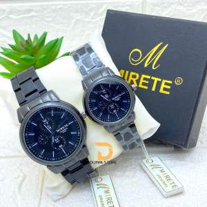 MIRETE Jam Tangan Couple Analog Tipe 9036D Rantai Stainless Water Resistant Free Box Realpict By Dumai.Store