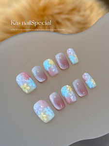 Handmade Five-Color Flower Nail Art Wearable False Nails Cats Eye Design Elegant White Enhancing Beauty Tools from China