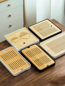 Bộ Trà Gốm Sứ Hình Chữ Nhật Phong Cách Đơn Giản Giá Đỡ Trà Bằng Nhựa Melamine Dùng Trong Gia Đình Pha Trà Khô Nước Được Lưu Trữ Giá Đỡ Trà Bằng Tre
