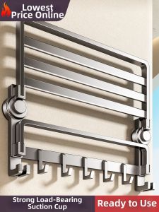 Suction Cup Bathroom Towel and Clothes Hanger Rack No Drilling Wall Mounted