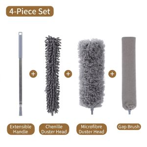 Microfiber Feather Duster 4/5-in-1 Kit Dusters for Cleaning Cobweb Duster Microfiber Dusters for High Ceilings and Fans Reusable