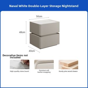 Retro Stone Panel Intelligent Wireless Storage Bedside Cabinet