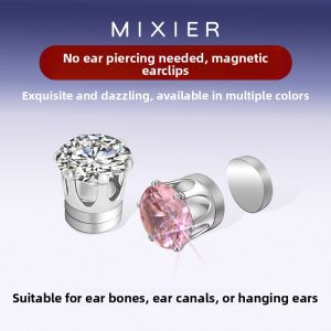 No Piercing Magnetic Absorption Ear Cuff Zirconia Stone Female Fashion Jewelry Ear Studs Original Style round Shape Summer Collection