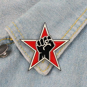 Red Star Fist Enamel Pins Rock Band Brooches Lapel Badges 90S Anti-war Music Jewelry Gift for Fans Friends