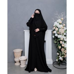Abaya muza gamis syari abaya crinkcle set khimar gamis muslim wanita Umroh haji putih abaya umroh