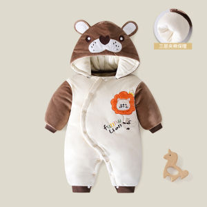 เสื้อคลุมกันหนาวแบบสวมหัวสำหรับเด็กผู้ชาย ฤดูใบไม้ร่วง/ฤดูหนาว ผ้าฝ้ายผสมขนสัตว์ ความหนาแน่นสูง เสื้อคลุมกันหนาวสำหรับเด็กแรกเกิด หัวเข็มขัด อบอุ่น สำหรับเด็กแรกเกิด