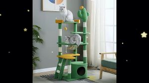 คอนโดแมว😺 คอนโดมินิ คอนโด 2 ชั้น รูปกระบองเพชร หอคอย คอนโดผ้าแมวนุ่ม ทาวเวอร์แมวปีน พร้อมเครื่องเล่น