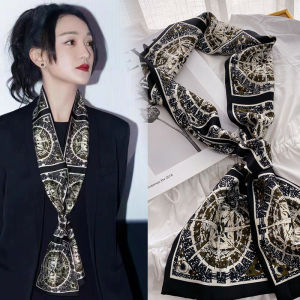 Luxury Design Long Silk Scarf Bag Tie Lady Neck Skinny Scarves Hairband Foulard Horse Print Brand Lady Neckerchief Ribbon