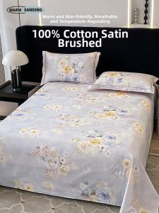Floral Printed Cotton Flannel Bed Sheet