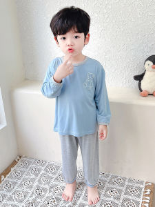 เด็ก ฤดูใบไม้ผลิ ฤดูใบไม้ร่วง Modal ชุดนอน แขนยาวบางเสื้อผ้าบ้านเครื่องปรับอากาศ ชุดสูท หนึ่งและครึ่งปีอินเทอร์เน็ตคนดังชุดสองชิ้น