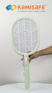 ไม้ตียุง รุ่น KM-3883 ตะข่าย 3 ชั้น สีพาสเทล พร้อมสายชาร์จ AC ตียุง