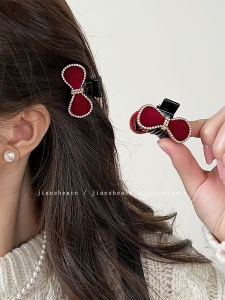 Vintage Velvet Rhinestone Bow Claw Clip Summer Princess Hair Clip Side Clip Bang Clip Small Size Hair Clip Headdress