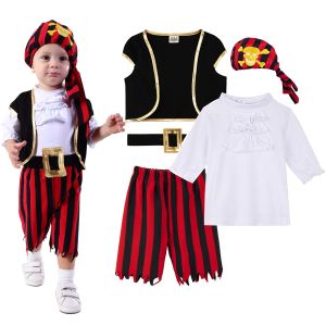 Baby Boys Pirate Costume Romper Infant Captain Cosplay Halloween Theme Party Jumpsuit Newborn Carnival Outfit New Year Playsuit For Bebe Ropa Clothes