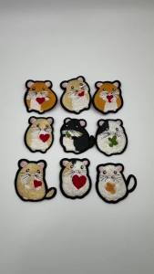 New 9pcs Cute Hamster Embroidery Patches Cartoon Iron On Appliques DIY Decorative Repair Patches for Jeans Jackets Bags