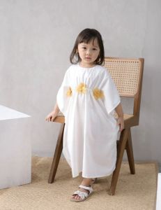 Kaftan Anak Perempuan Usia 2 3 4 5 6 7 8 Tahun Gamis Kaftan Anak Lebaran Simplee Elegant Motif Bunga