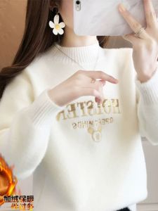 Letter Embroider Sweater Female Fleece-lined Thickened Winter New Arrival Thermal Bottoming Shirt High School Childrens Student Inner Tops