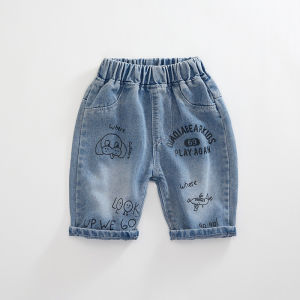 กางเกงยีนส์เด็กทรงหลวมสไตล์เกาหลี กางเกงขายาวทรงถั่วสำหรับเด็ก ฤดูใบไม้ร่วง 2025 กางเกงยีนส์เด็ก แฟชั่น เด็กชาย เด็กหญิง